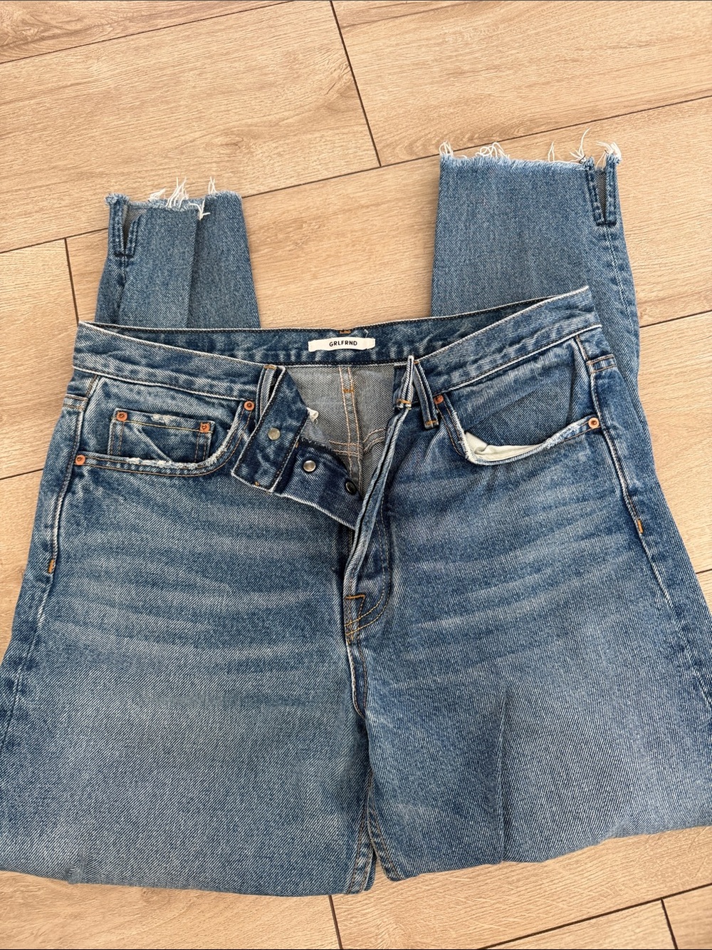 GRLFRND Karolina High-Rise Cropped Straight Jeans